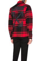 Off-white Stencil Flannel Shirt In Black,plaid,red