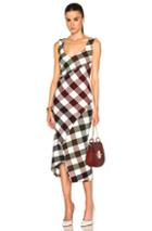 Victoria Beckham Bounce Gingham Open Back Midi Dress In Checkered & Plaid,red,green