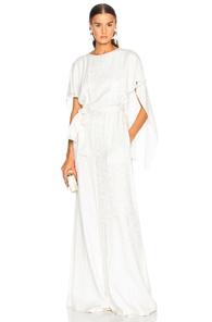 Sally Lapointe Cape Jumpsuit In White
