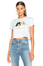 Fiorucci Vintage Angels Cropped Tee In Blue