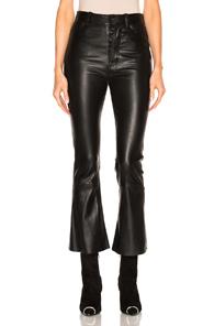 Unravel Crop Flare Leather Pants In Black