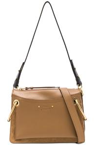 Chloe Small Roy Calfskin & Suede Shoulder Bag In Neutral