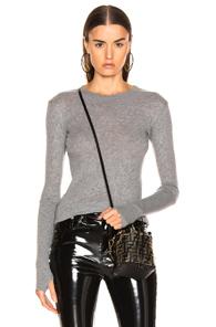 Enza Costa Cashmere Cuffed Crew In Gray