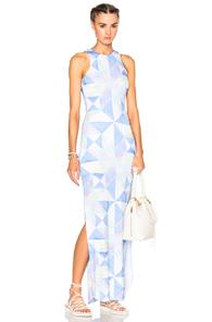 Mara Hoffman Modal Column Dress In White,blue,geometric Print