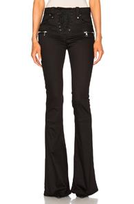 Unravel Denim Lace Up Flare Pants In Black