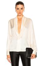 Loewe V Neck Satin Top In Neutrals,white