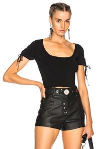 T By Alexander Wang Short Sleeve Cropped Sweater In Black