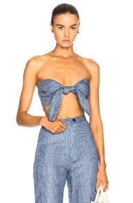 Mara Hoffman Scout Tie Top In Blue,stripes