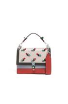 Fendi Embellished Kan L Shoulder Bag In Floral,neutrals,red