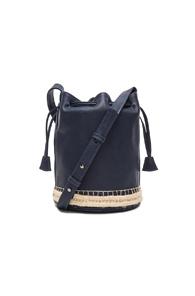 Maslin Small Leather Espadrille Shoulder Bag In Blue