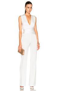 Galvan Satin Wrap Jumpsuit In White