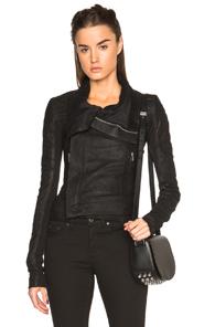 Rick Owens Blister Leather Classic Biker Jacket In Black