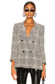 L'agence Taryn Double Breasted Blazer In Black,plaid