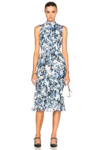 Erdem Yasmini Blue Hill Garden Silk Voile Dress In Blue,white,floral