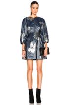 Suno Pleats Cinched Short Dress In Blue,floral,metallics