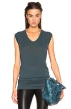 Rick Owens V Neck Sleeveless Tee In Blue