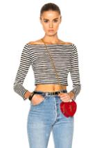 Catherine Fulmer Long Sleeve Crop Top In Black,white,stripes