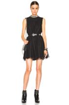 Saint Laurent Embellished Neck Lace Dress In Black