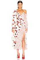Self-portrait Asymmetric Floral Printed Dress In Floral,neutral,red