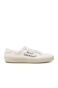 Saint Laurent Leather Court Classic Logo Sneakers In White