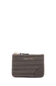 Comme Des Garcons Embossed Stitch Small Pouch In Gray