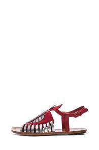 Proenza Schouler Woven Leather Flat Sandals In Red,metallics