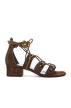 Saint Laurent Babies Suede Lace Up Sandals In Brown