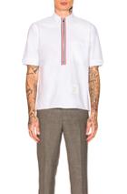 Thom Browne Zip Up Pull Over Shirt In White