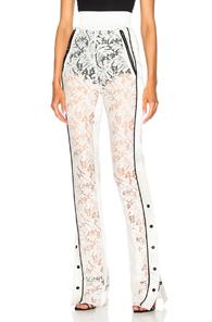David Koma Side Snap Lace Trouser Pants In White