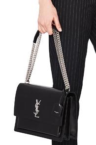 Saint Laurent Large Monogramme Sunset Chain Bag In Black