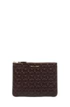 Comme Des Garcons Clover Embossed Pouch In Brown