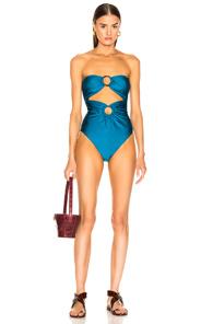 Zimmermann Wayfarer Strapless Ring Swimsuit In Green