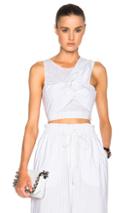 3.1 Phillip Lim Knot Detail Crop Top In White,stripes