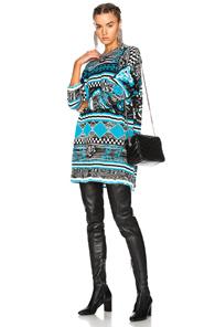 Msgm Oversized Sweater In Blue,geometric Print