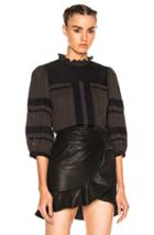 Isabel Marant Etoile Ritz Bicolor Cotton Gauze Top In Black,gray