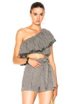 Zimmermann Gingham Frill Top In Black,checkered & Plaid,white