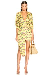 Patbo Asymmetrical Belted Mini Dress In Yellow