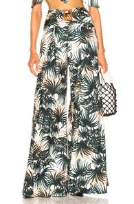 Patbo Palm Print Belted Wide Leg Pant In Green,tropical,white