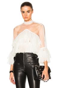 Jonathan Simkhai Loop Tulle Top In White