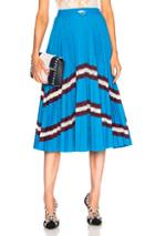 Valentino Pleated Jersey Skirt In Blue,stripes