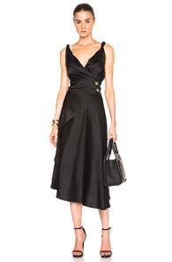 Victoria Beckham Light Crepe Satin Drape Dress In Black