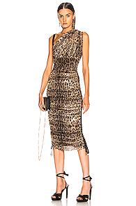 Dolce & Gabbana Leopard One Shoulder Dress In Animal Print,neutral