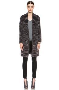 Missoni Striped Fuzzy Cardigan Coat In Black,brown,stripes