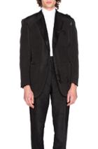 Thom Browne Silk Faile Double Breasted Distressed Jacket In Black