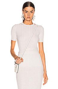 Helmut Lang Short Sleeve Slash Crewneck Top In Neutral