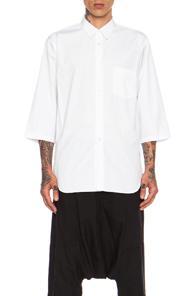 Comme Des Garcons Shirt Poplin Three Quarter Sleeve Shirt In White