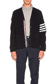 Thom Browne Half & Half Cardigan In Blue