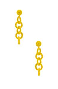 Oscar De La Renta Beaded Link Earrings In Yellow