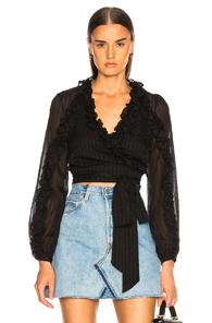 Zimmermann Cascade Wrap Top In Black