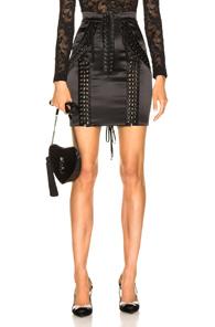 Dolce & Gabbana Lace Up Satin Skirt In Black